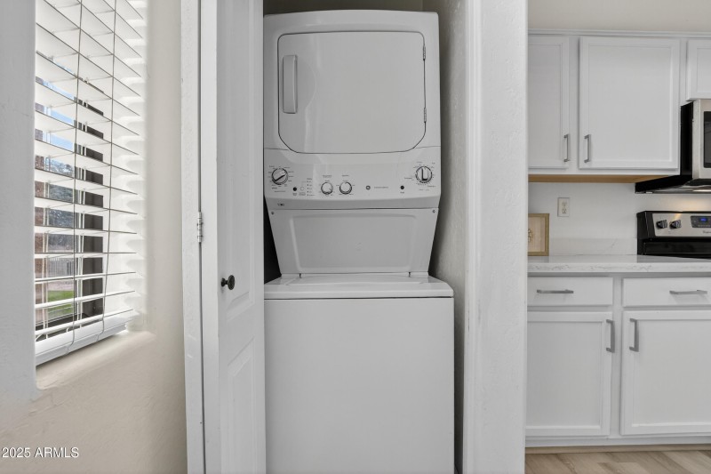 Stacked laundry Inside