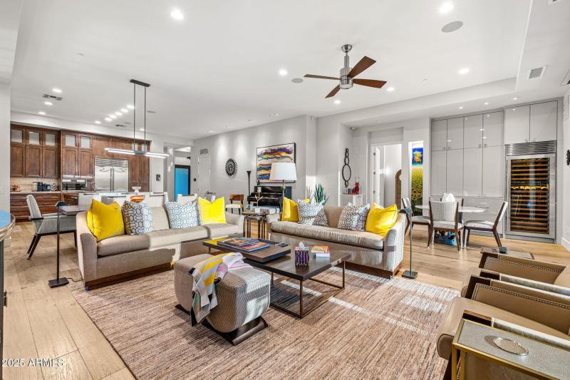 Great Room & Bar into Kitchen & Entry.