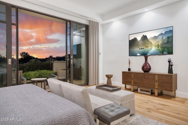 Primary Suite Patio at Sunset.