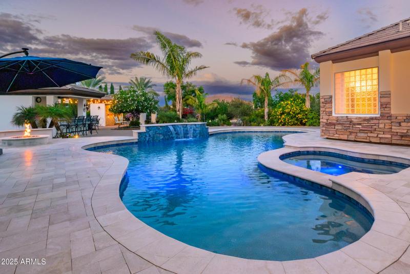 Backyard Pool & Spa at Sunset