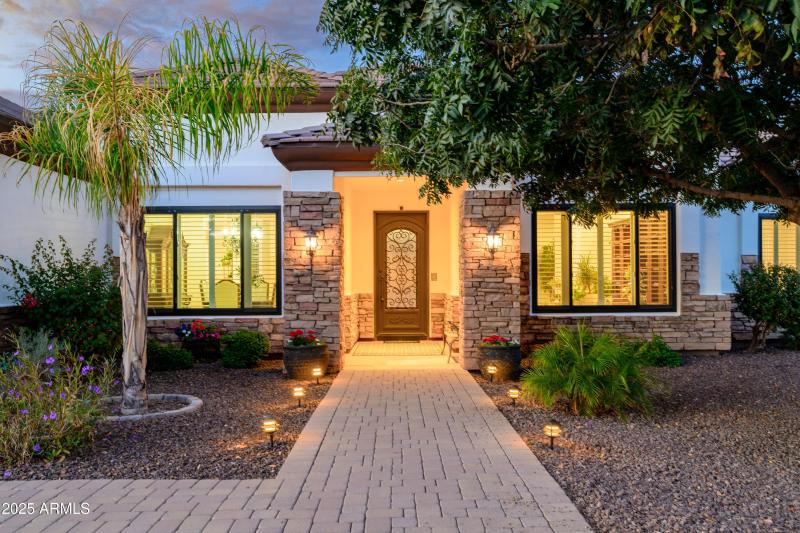 Bellflower Front Door Twilight