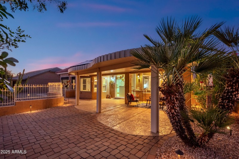 Covered Back Patio at Twilight