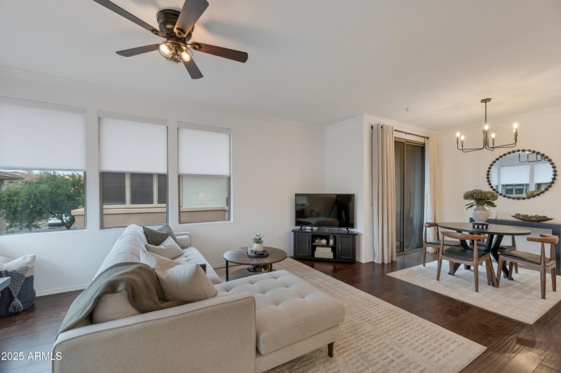 Great room, dining, balcony