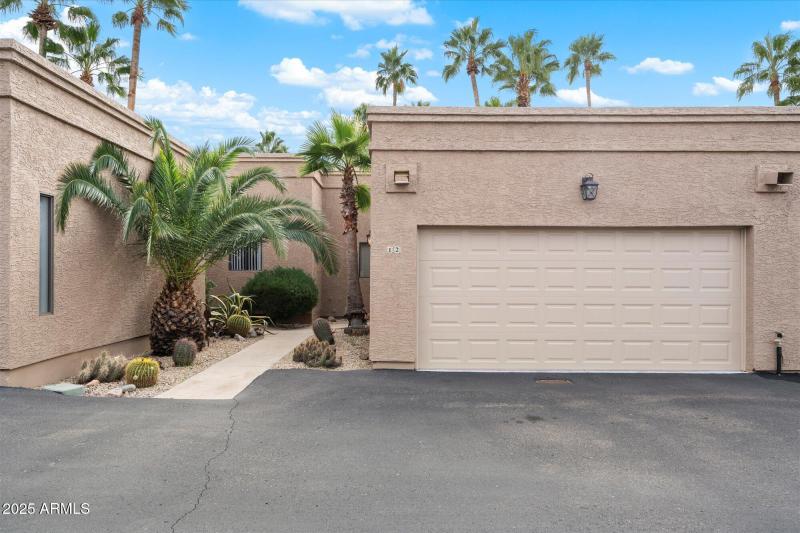 Front view of 2-car garage