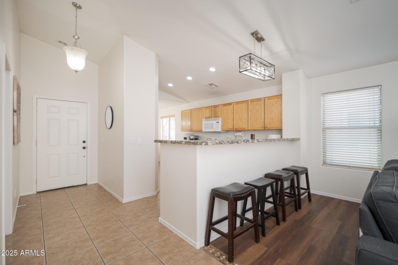 New LED light fixture at breakfast bar