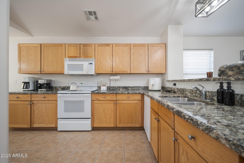 Oak cabinets in the kitchen