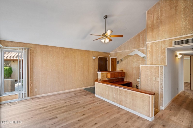 Step-down to office or bar area