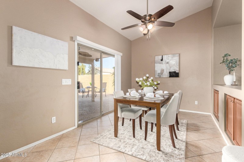 dining room with built in cabinetry