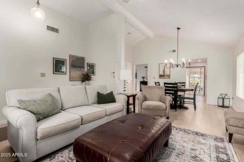 living room open to dining room