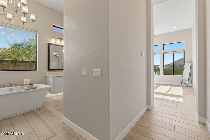 Primary bedroom and bath