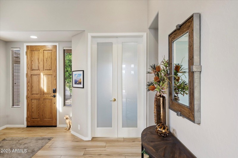 Front Door & Double doors into Den