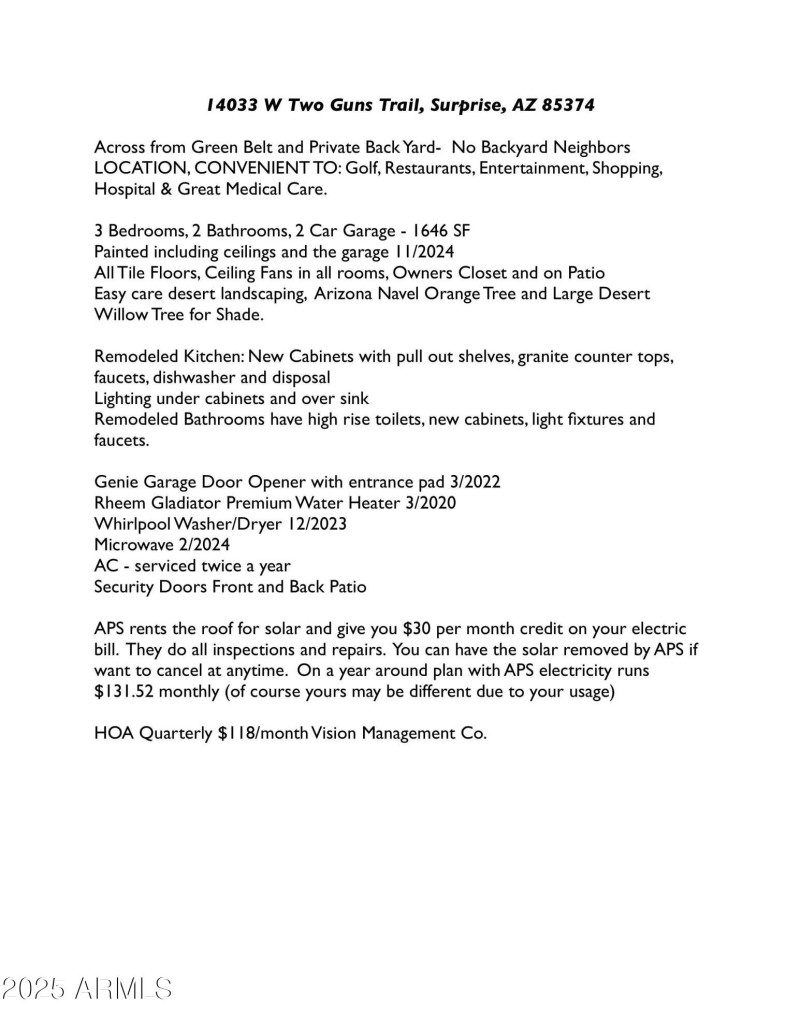 Upgrades 14033 W Two Guns Trail