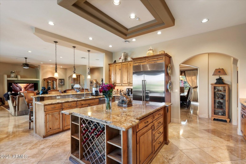 Center Island with Built-in Wine Storage