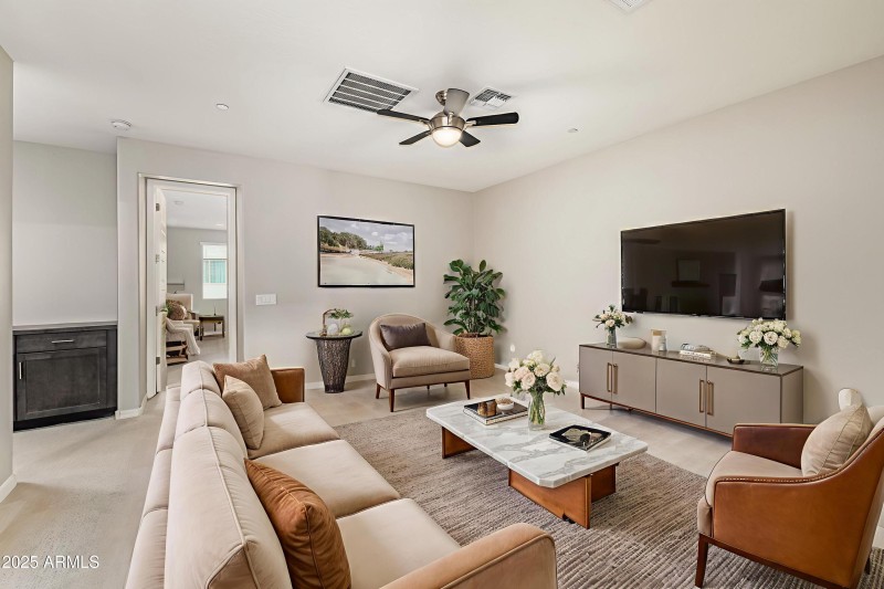 Virtually Staged Upstairs Living Room