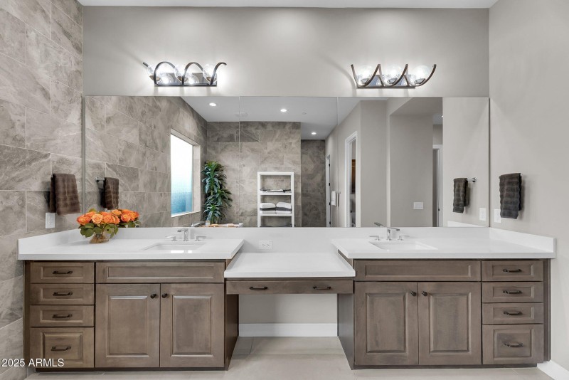 Primary bathroom dual vanity