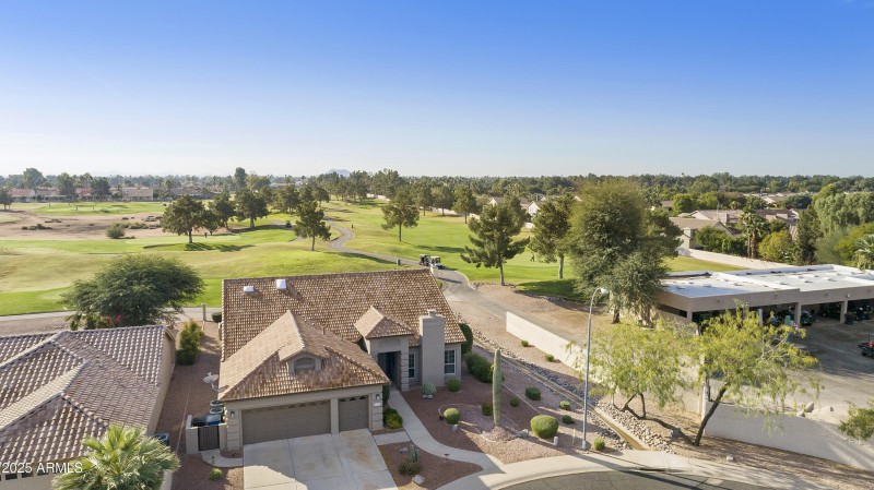 Aerial view - home on golf course