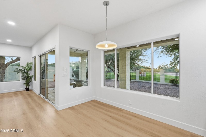 Informal dining space with views