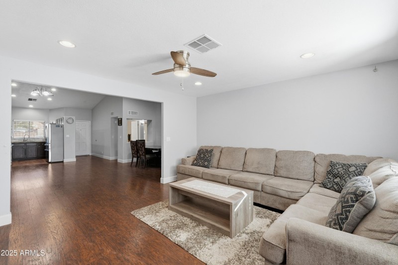 Laminate and tile flooring throughout