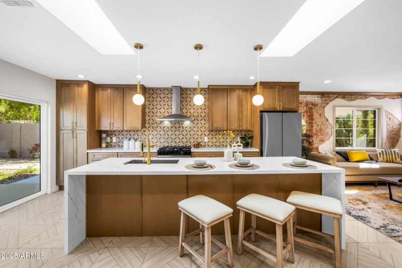 Kitchen with Waterfall Island