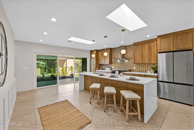 Kitchen with Waterfall Island