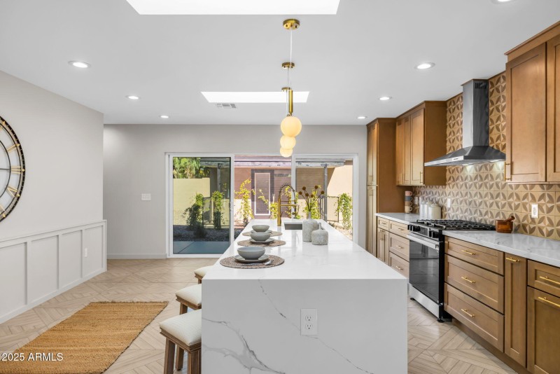 Kitchen with Waterfall Island