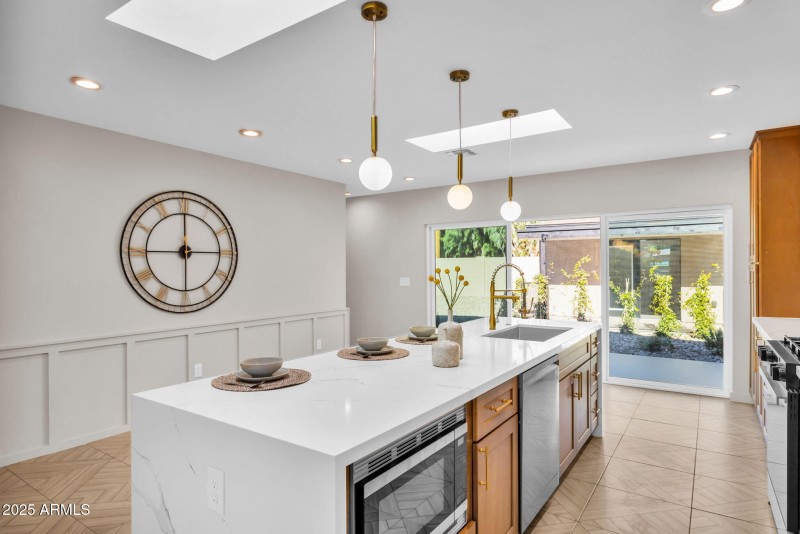 Kitchen with Waterfall Island