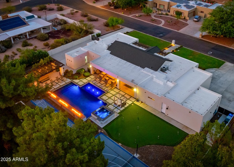 Property overview at dusk