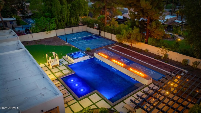 Property overview at dusk