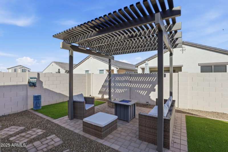 Painted block wall paver pad and steps