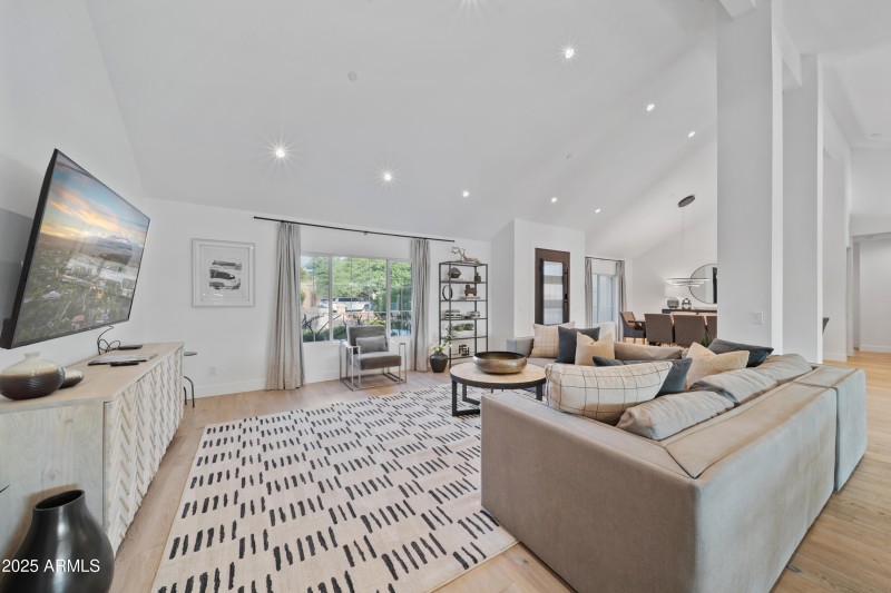 Living space with vaulted ceilings