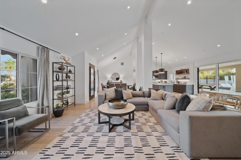 Living space with vaulted ceilings