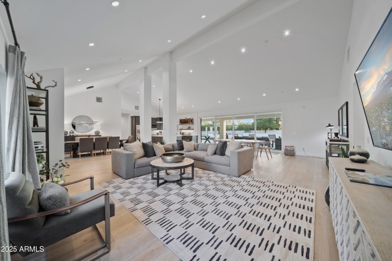 Living space with vaulted ceilings