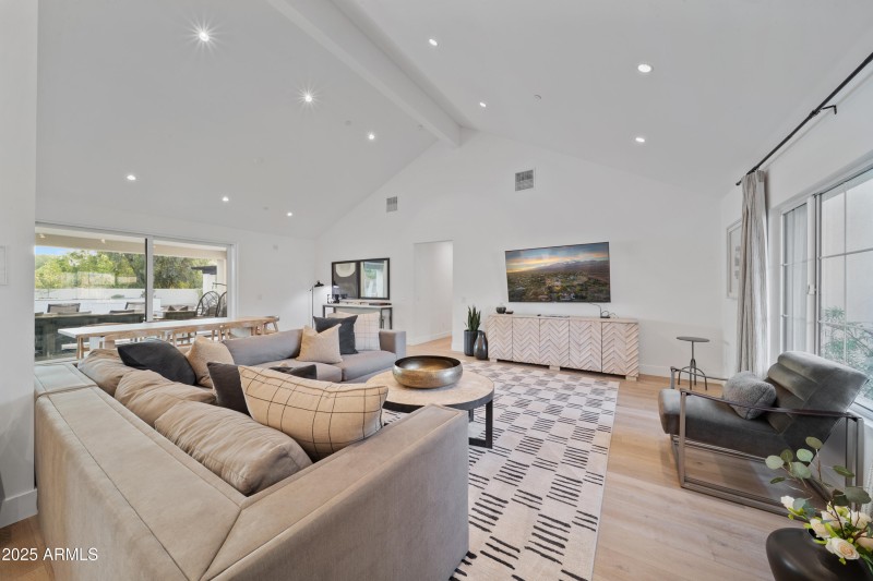 Living space with vaulted ceilings