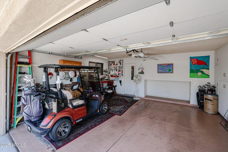 TWO CAR GARAGE WITH CABINETS