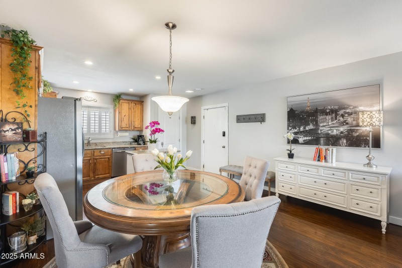 living room - dining table and kitchen