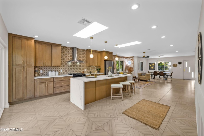 Kitchen with Waterfall Island