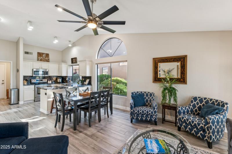 FAMILY ROOM AND KITCHEN