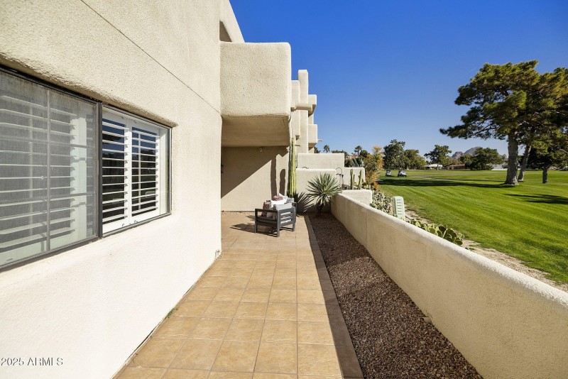 Patio facing golf course