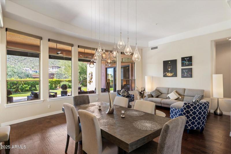 Dining Room with Designer Lighting