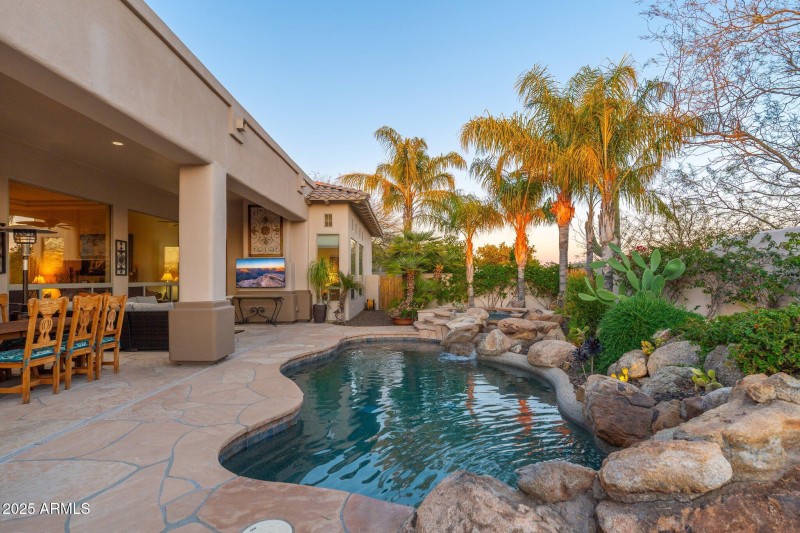 Backyard Pool View at Twilight