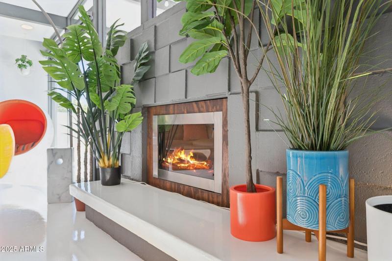 MCM block wood-burning fireplace