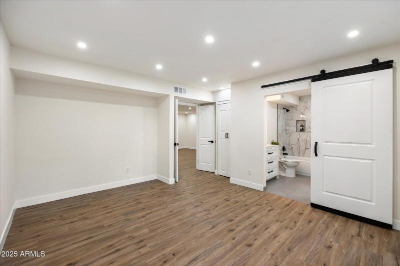Barn door to bathroom