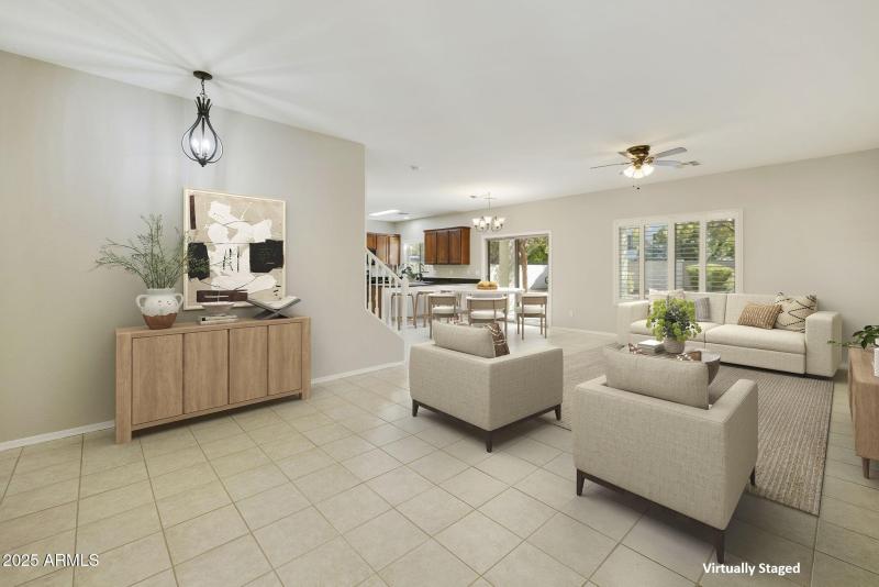 Great room virtually staged