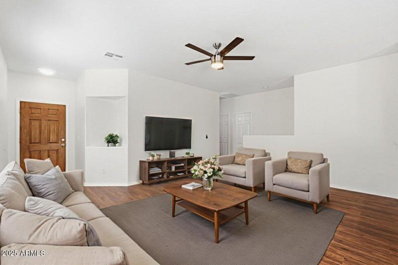 Great room virtually staged