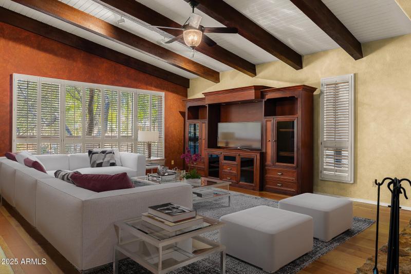 family room virtually staged