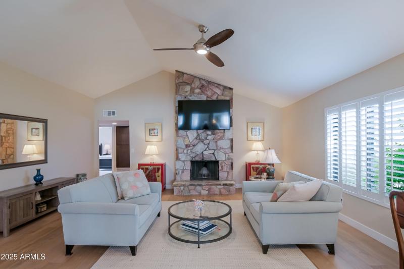 LivingRoom/ wood burning fireplace