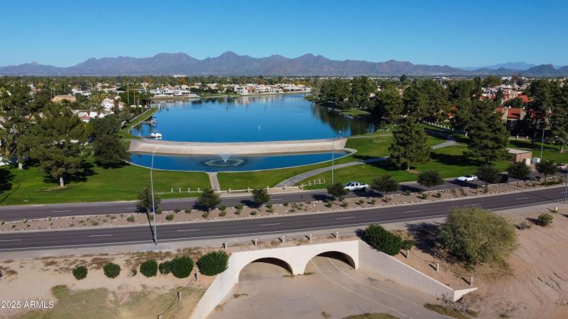 Drone of undergrounmd tunnel and lake
