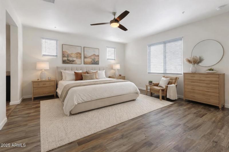 Virtually staged Primary Bedroom