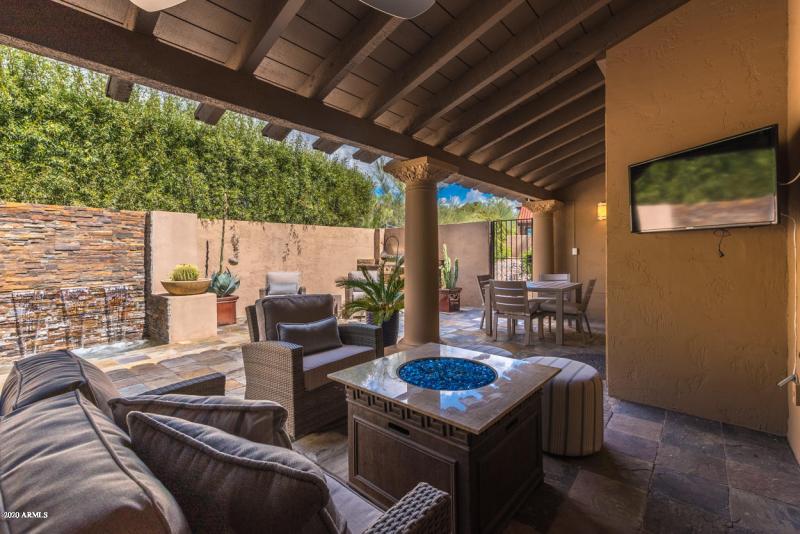 Back Patio Fire Pit and TV