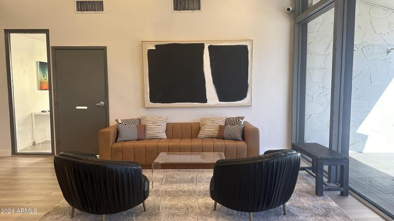 Couch Area with view of patio